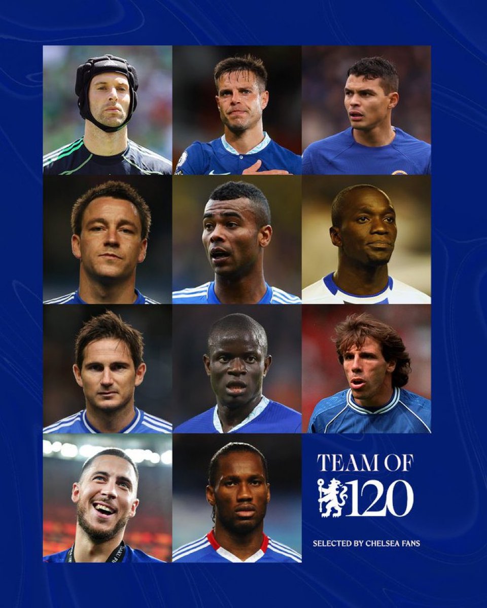 O Chelsea divulgou o seu melhor 11 de todos os tempos em homenagem ao 120º aniversário do clube.

A votação foi feita pelos torcedores.