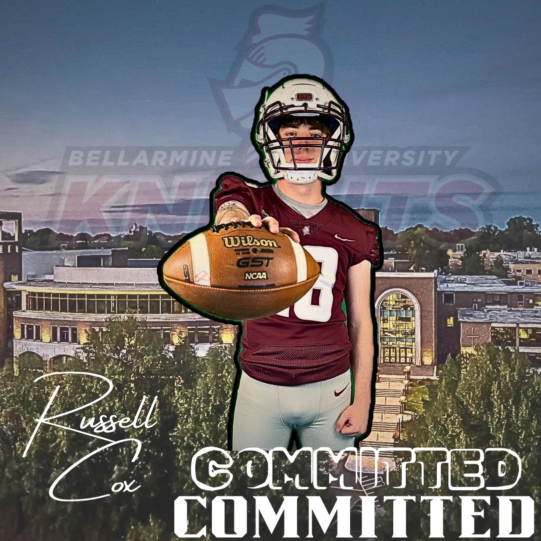 Russell Cox (@russell14cox) on Twitter photo After a great visit today, I am absolutely honored and blessed to announce my commitment to play football at Bellarmine University!!! Special thank you to <a href="/CoachWheatley1/">Michael Wheatley</a> for setting everything up! Swords up⚔️⚔️⚔️
<a href="/NelsonCoHSAthl1/">Nelson Co HS Athletics</a>
<a href="/NC_BEdad52/">Russ cox</a>
<a href="/BEastModePodcst/">BEastModewRussRick</a> After a great visit today, I am absolutely honored and blessed to announce my commitment to play football at Bellarmine University!!! Special thank you to <a href="/CoachWheatley1/">Michael Wheatley</a> for setting everything up! Swords up⚔️⚔️⚔️
<a href="/NelsonCoHSAthl1/">Nelson Co HS Athletics</a>
<a href="/NC_BEdad52/">Russ cox</a>
<a href="/BEastModePodcst/">BEastModewRussRick</a>