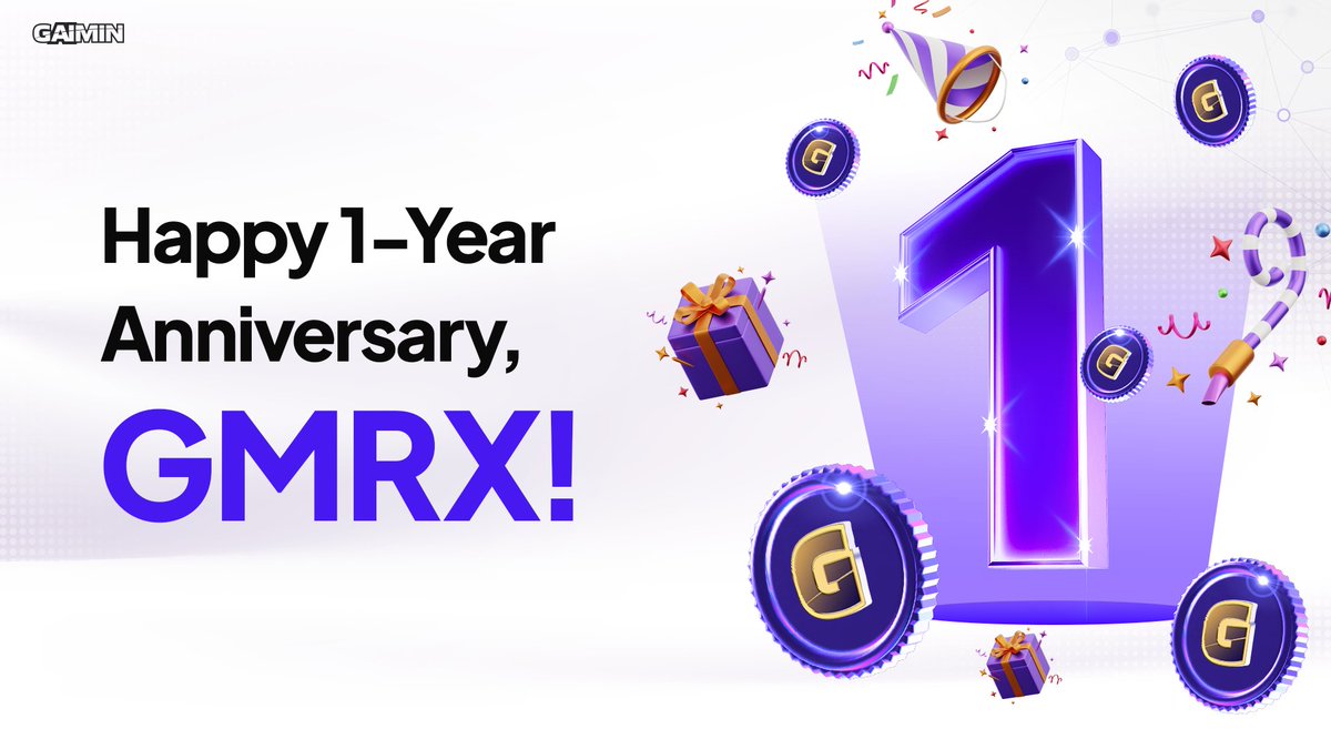 GAIMIN's tweet photo. 🎉 Happy Anniversary $GMRX! 🥳

📢 A Message from Our CEO on the GMRX 1-Year Anniversary  

"One year ago, we launched the GAIMIN Utility Token, GMRX, with a clear and ambitious goal: to create real value for gamers through meaningful, utility-driven blockchain integration.  

This past year has brought both momentum and challenges, but our vision has remained constant: GMRX is not just another token. GMRX is a core part of a scalable ecosystem. GMRX is a token designed to unlock real-world functionality and long-term relevance in gaming, cloud computing, and digital ownership.  

We’ve spent the past year mapping and executing the roadmap needed to move GMRX toward its full potential. Now, we’re doubling down, with major initiatives underway to strengthen liquidity, expand utility, and reinforce long-term sustainability. This isn’t about chasing hype; it’s about building a token designed to endure – and one that aspires to take a leading role in the blockchain revolution.  

To our team and our community: thank you. Your belief and commitment continue to drive us forward. The next phase of GAIMIN and GMRX is in motion, and we’re just getting started.  

Stay tuned. Big things are coming.”  

Nokkvi Dan Ellidason, CEO of GAIMIN.  

To mark this anniversary and to celebrate with the community that’s believed in us from the start, GAIMIN has burned 365 million GMRX tokens… That’s one million for every day of building, believing, and pushing forward. Furthermore, as a token of appreciation (no pun intended 😅), we gave away 365 GMRX to everyone who monetized actively within the past 24 hours! 🚀🔥