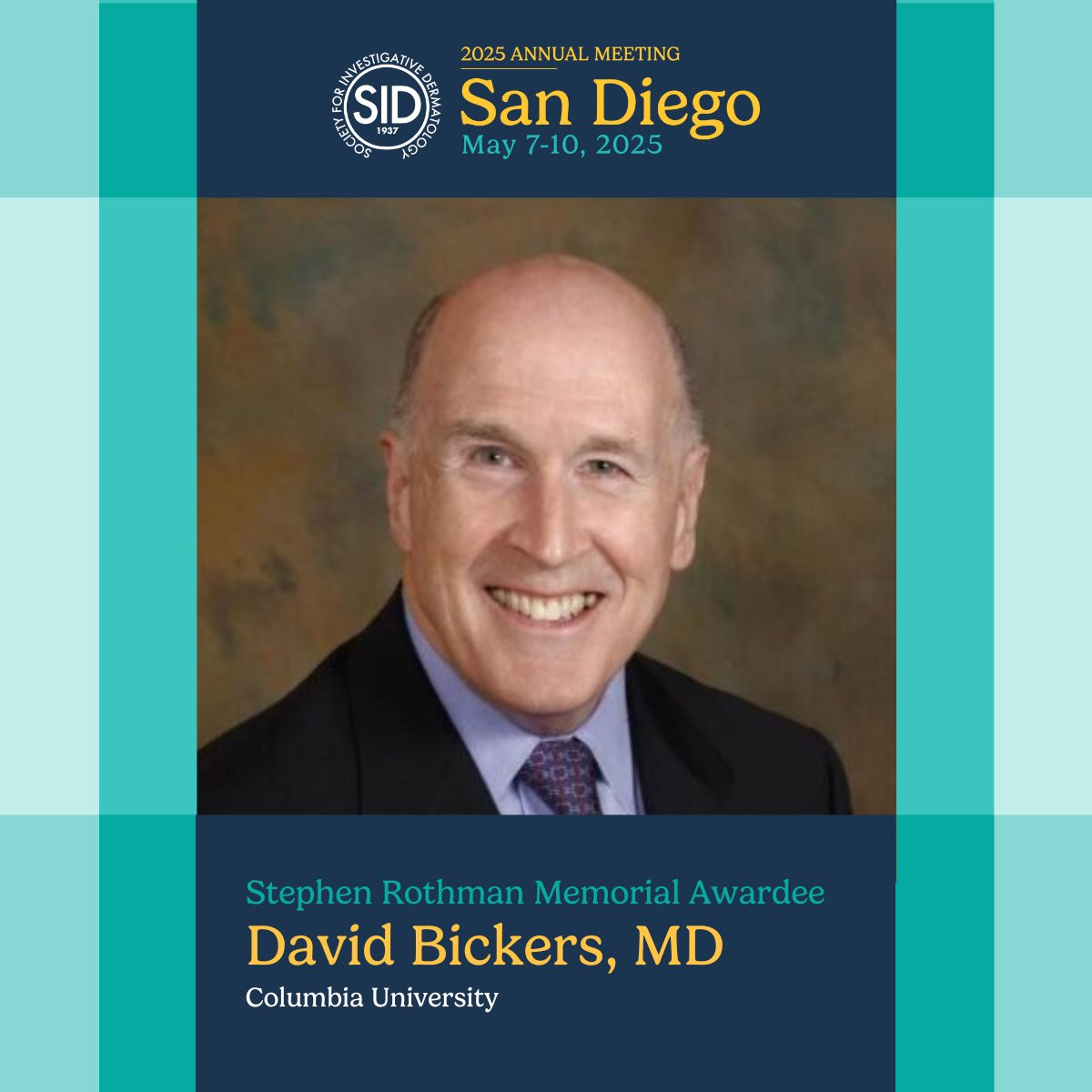 We’re honored to introduce Dr. David R. Bickers, recipient of the 2025 Stephen Rothman Memorial Award—SID’s highest recognition for outstanding contributions to dermatology research and education. Learn more: sidannualmeeting.org/speakers/steph… #SIDSanDiego25 #skinscience