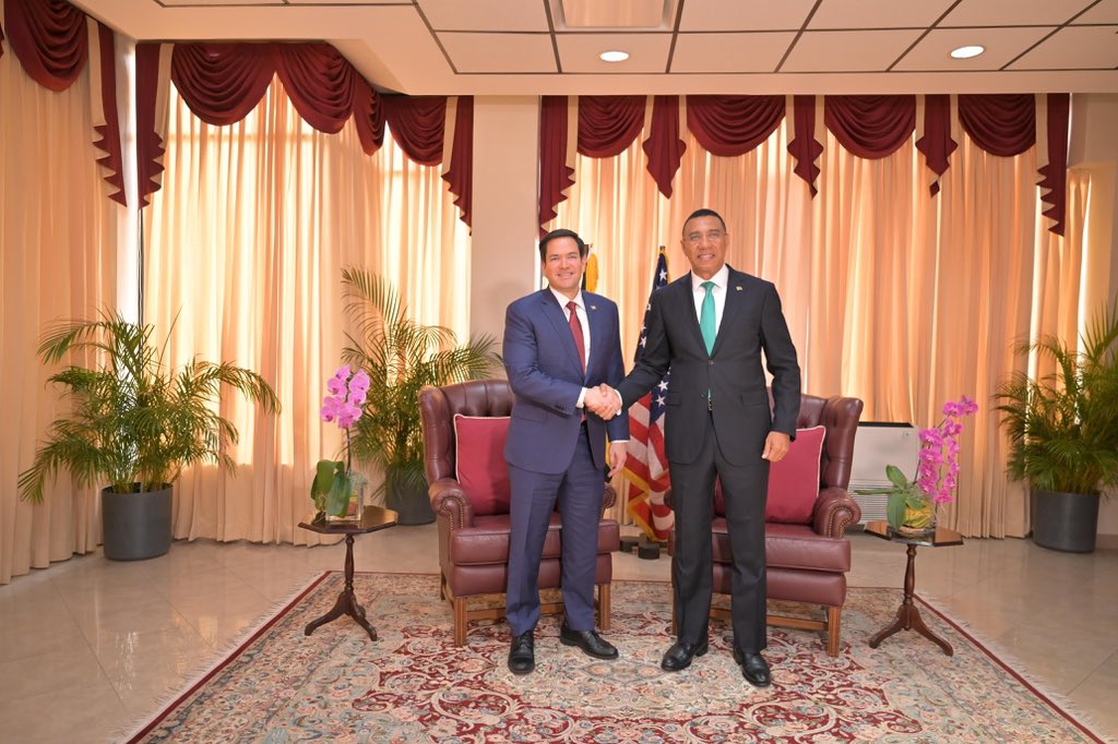 AndrewHolnessJM's tweet photo. Today I am pleased to welcome U.S Secretary of State, Marco Rubio to Jamaica.

Our bilateral relationship with the United States spans many decades and today is an opportunity to have meaningful discussions as we seek to maintain and expand our relationship for the mutual benefit of both our peoples and our respective countries.