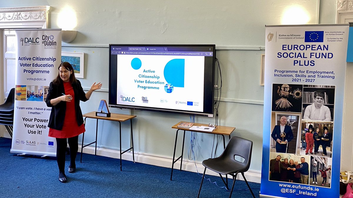 Active Citizenship Voter Education (@votedalc) on Twitter photo Delighted to present to officials from <a href="/EU_Commission/">European Commission</a> about our Active Citizenship Voter Education course and its impact here in <a href="/DALCDublin/">DALC (Dublin Adult Learning Centre)</a> and beyond. A great testament to how <a href="/ESF_Ireland/">ESF Ireland</a> can make a positive change in people’s lives 🇪🇺🗳️ Delighted to present to officials from <a href="/EU_Commission/">European Commission</a> about our Active Citizenship Voter Education course and its impact here in <a href="/DALCDublin/">DALC (Dublin Adult Learning Centre)</a> and beyond. A great testament to how <a href="/ESF_Ireland/">ESF Ireland</a> can make a positive change in people’s lives 🇪🇺🗳️