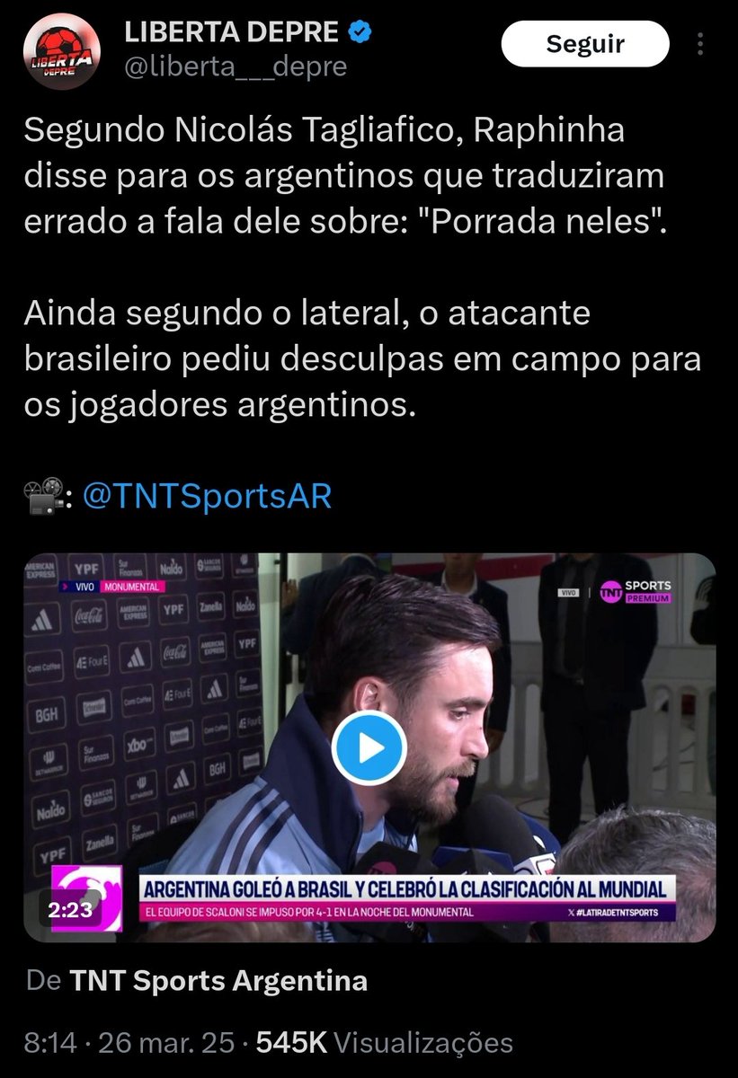 Raphinha é muito inter. Arregão