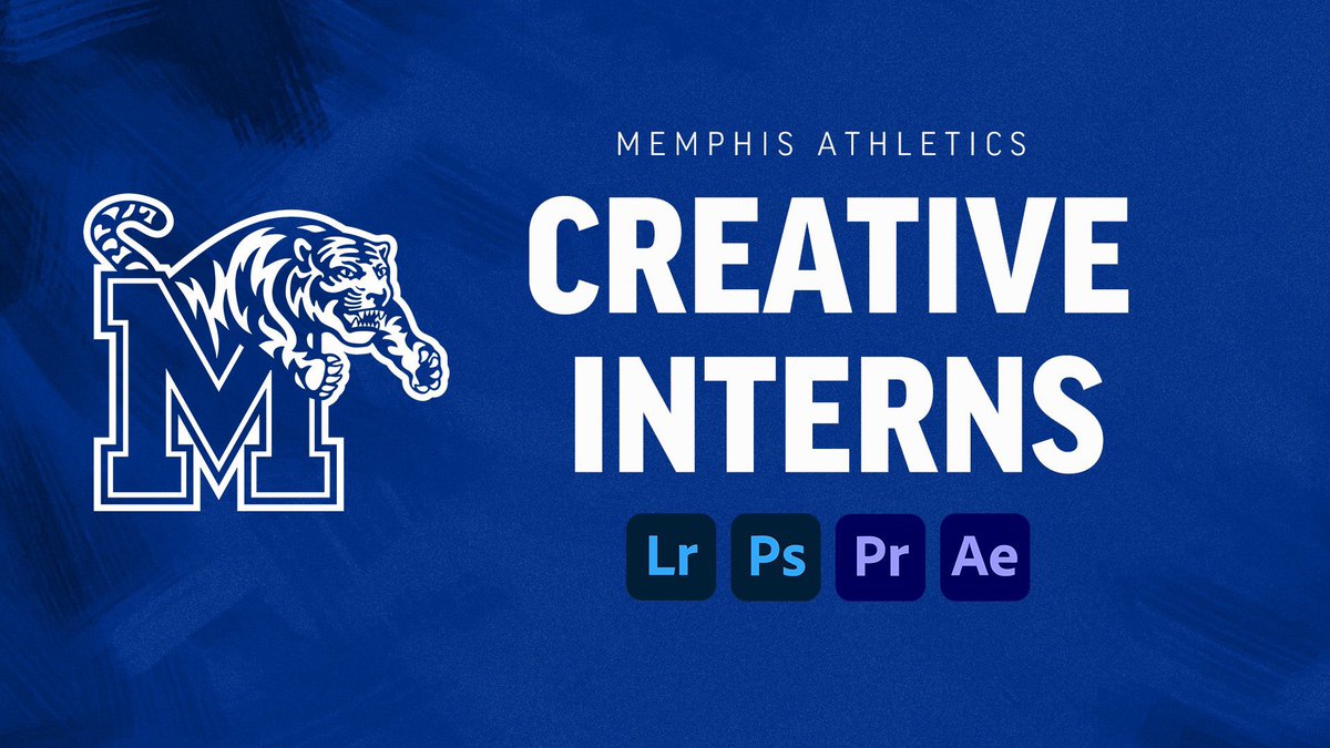 Are you a current student or incoming freshmen?! 

Join us as a creative intern 📸🎥🤳

If you are skilled in the Adobe Creative Suite or have an interest in working with us here at Memphis Athletics, apply using the link below or DM us with any questions ⬇️

🔗