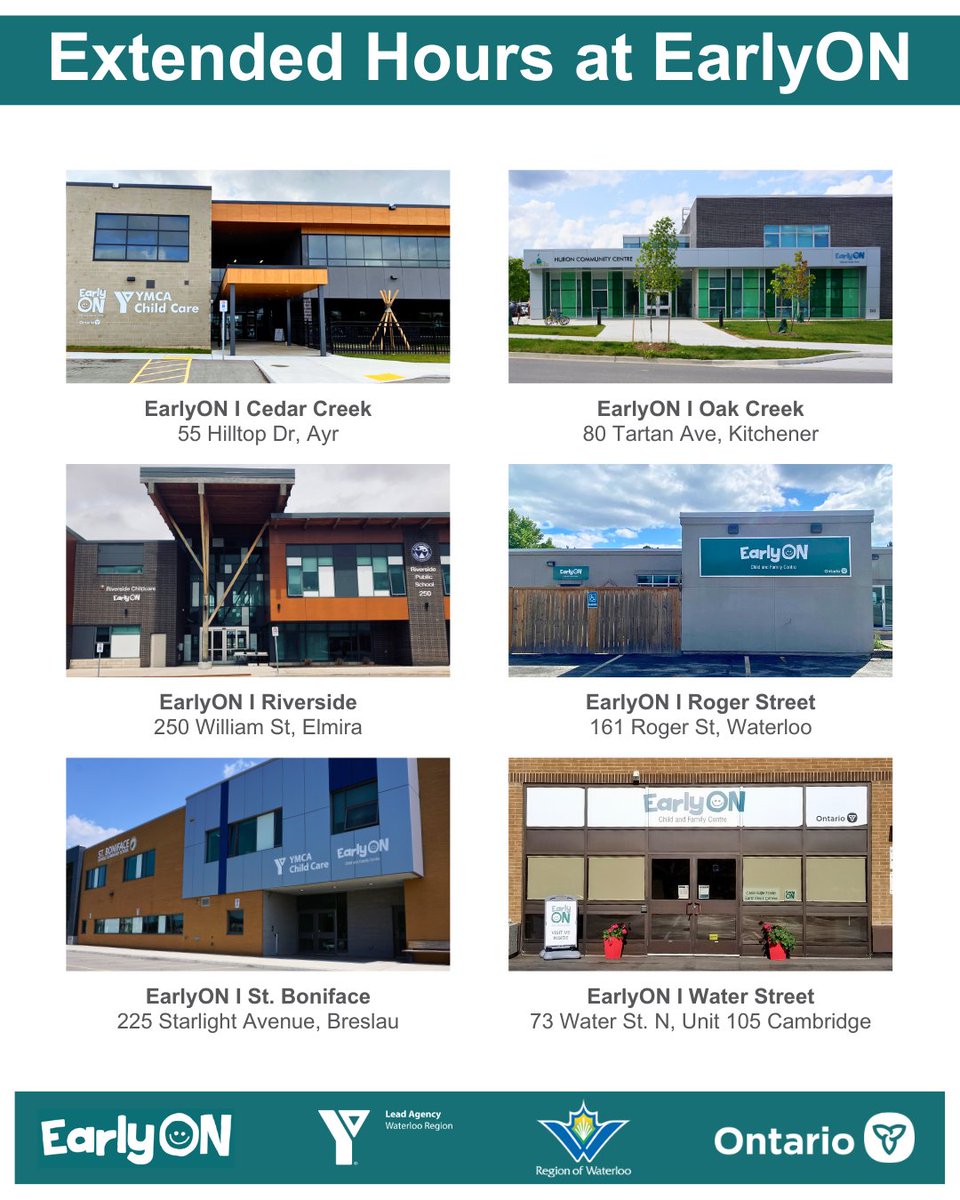 Did you know EarlyON I Waterloo Region has locations open on evenings and Saturdays? We welcome you to come visit us! To view hours of operation and locations offered, please visit KEyON.ca