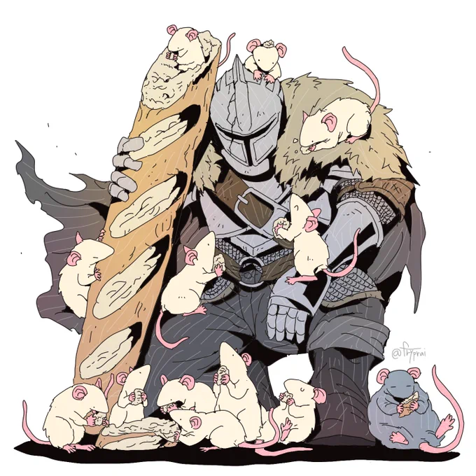 A knight and a baguette#drawing 