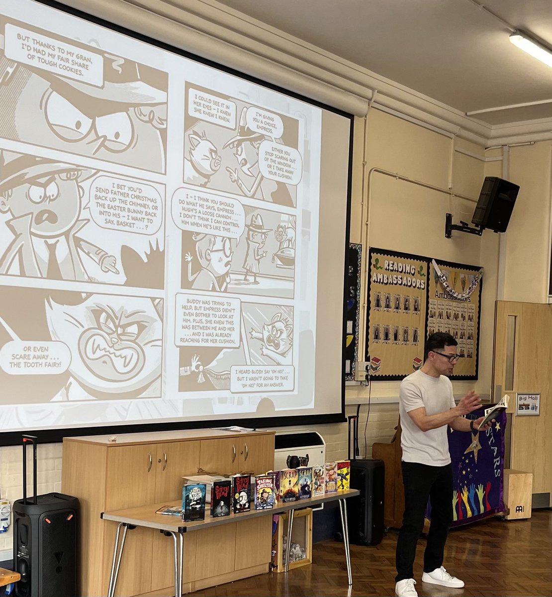 Thank you to the fantastic <a href="/GuyBassBooks/">Guy Bass</a> for a fun filled day visiting Portsmouth schools, come back again soon! #ButWhy #LoveReading  📚