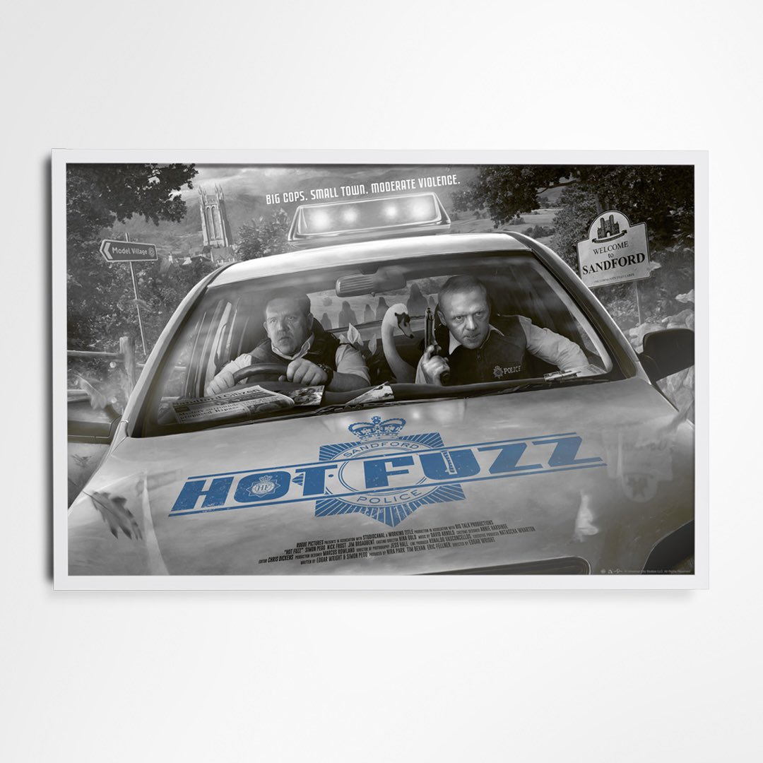 Kevin Wilson (<a href="/ApeMeetsGirl/">Ape Meets Girl - Kevin M Wilson</a>) continues his poster series for Edgar Wright’s Cornetto Trilogy with Hot Fuzz. 

<a href="/VicePressNews/">Vice Press</a> will also have these available ready to display in our premium poster frames!

Available Thursday the 27th of March at 6pm GMT from Vice-Press.com