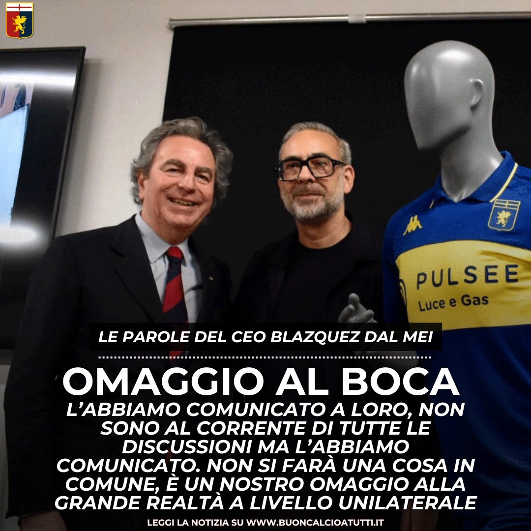 buoncalcio's tweet photo. 🗯️👉🏻🆕👕🟡🔵
👉🏻 Le dichiarazioni integrali su https://t.co/dHSxOJ8k16
➡️ #Genoa #Blazquez #SerieA #Boca https://t.co/kQ3usUrmC5