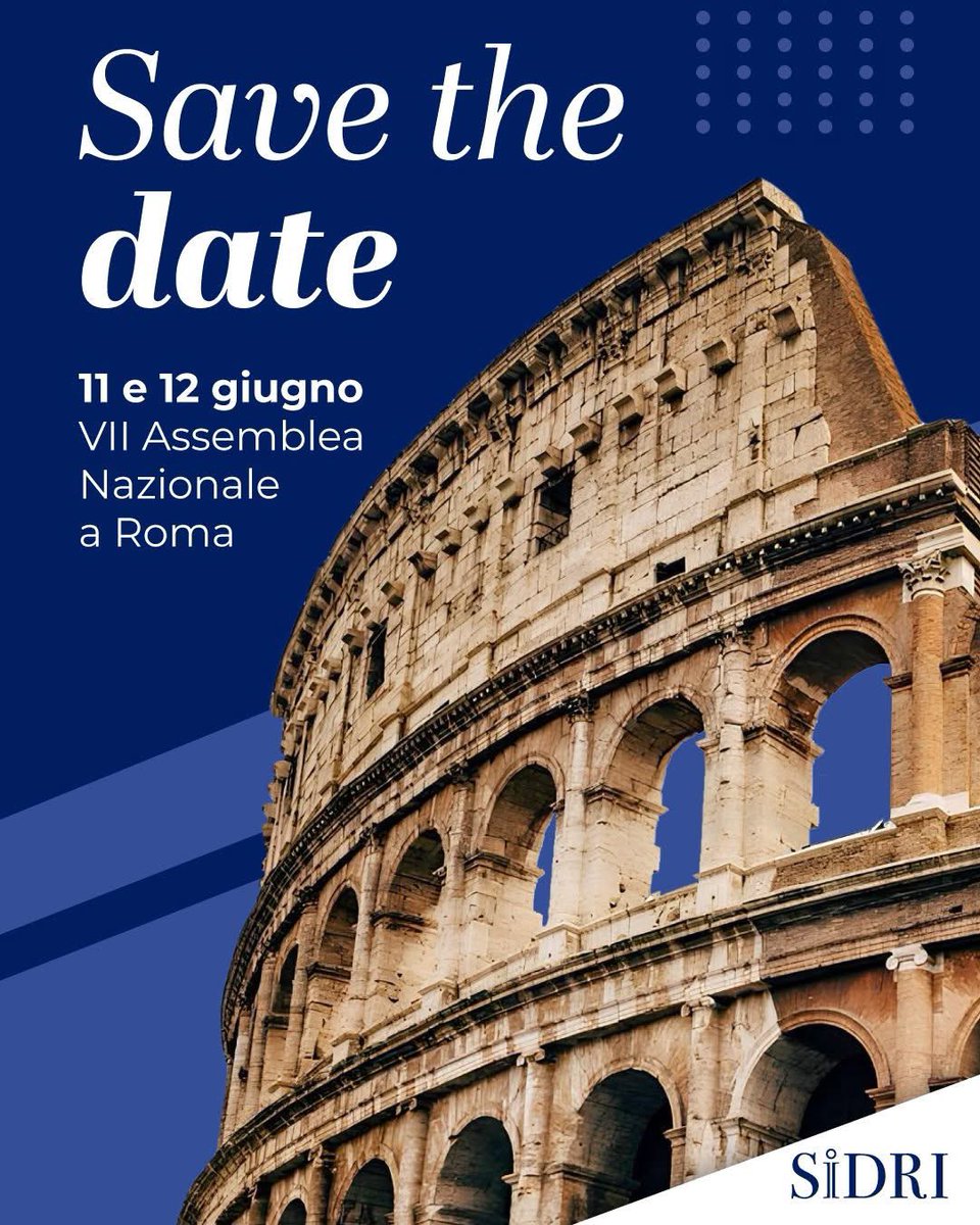 📆 Segna la data!

L’11 e il 12 giugno partecipa alla VI Assemblea Nazionale #Sidri!

Ti aspettiamo!

Visita il nostro sito
👉🏻 sidri.it/vii-assemblea-…
Contattaci👇🏻
📞 0656547071
📧 info@sidri.it

#PhD #Dottorato #Dottoratodiricerca #università #dottorandi #ricerca