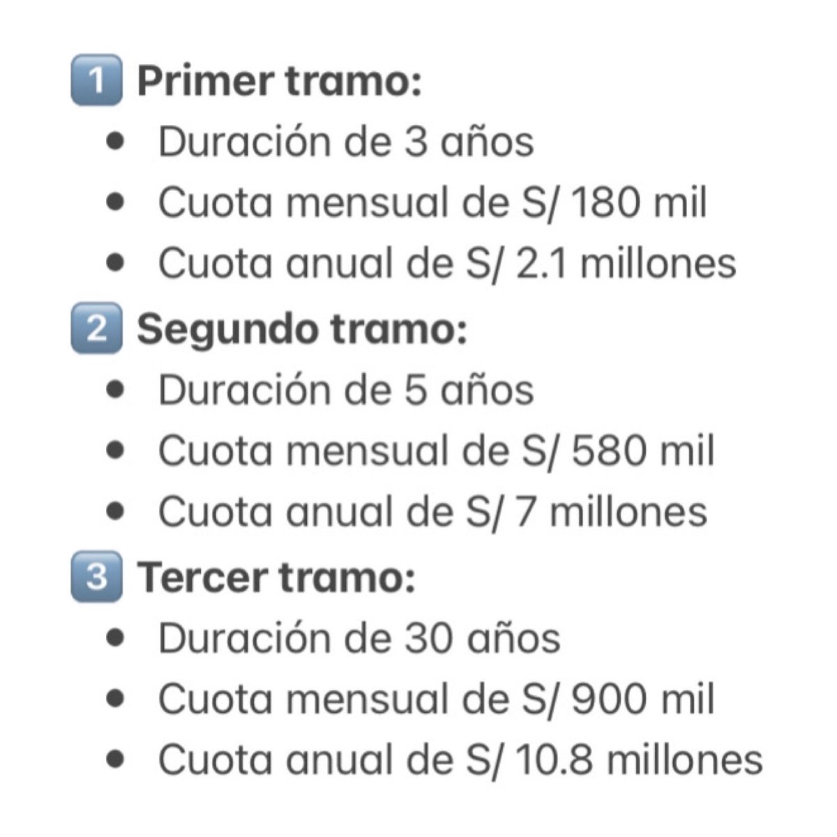 🚨 El Plan de viabilidad está proyectado a pagarse por tramos y con estos montos aproximados. Vía <a href="/Gestionpe/">Diario Gestión</a>

🔁 Comparte y difunde.