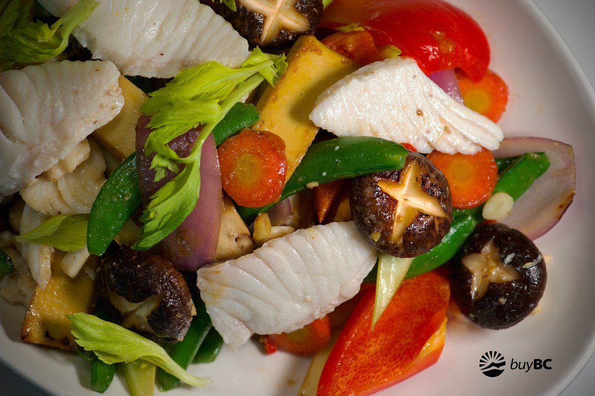 Light, fresh, and full of flavour! This Cantonese wild Pacific halibut stir-fry combines tender, marinated halibut with crisp veggies. #buybc <a href="/EatDrinkBuyBC/">BuyBC</a>