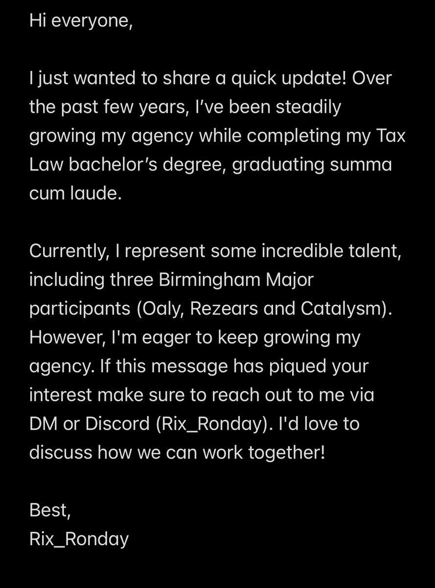 🚨ANNOUNCEMENT🚨

I am currently actively looking to expand my agency!

RT’s appreciated &lt;3
