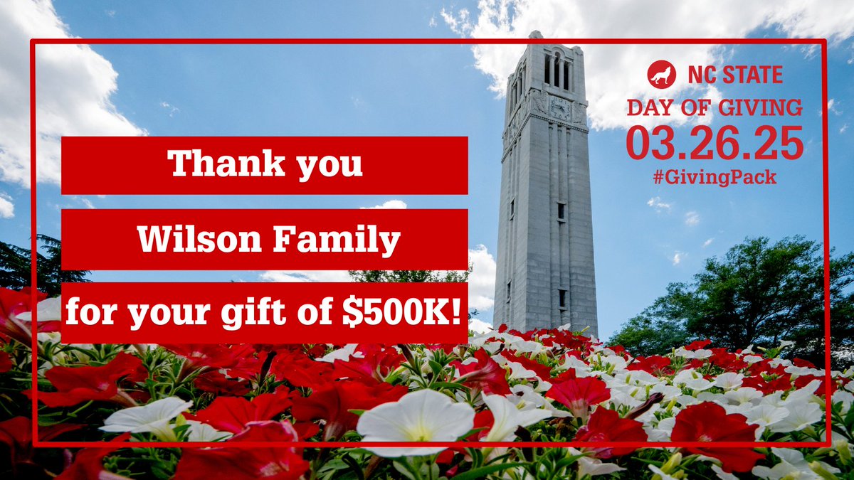 NC State Poole College of Management (@ncstatepoole) on Twitter photo BIG thank you to the Wilson Family for your generous gift on <a href="/NCState/">NC State University</a> Day of Giving! ❤️🎁
Your support will provide scholarships, enhance student programs and open doors for future leaders at Poole. We’re grateful for your commitment to our students’ success! 🐺🐾
#GivingPack BIG thank you to the Wilson Family for your generous gift on <a href="/NCState/">NC State University</a> Day of Giving! ❤️🎁
Your support will provide scholarships, enhance student programs and open doors for future leaders at Poole. We’re grateful for your commitment to our students’ success! 🐺🐾
#GivingPack