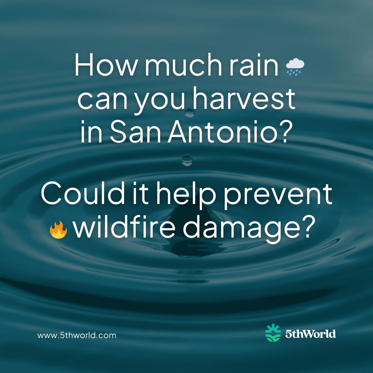 5thWorld_com's tweet photo. It's #Wildfire season in #SanAntonio #Texas. The good news is, it's never too late to integrate #RainwaterHarvesting &amp; a #GraywaterSystem into your property. Contact us at https://t.co/E4CpABzRhM to get water solutions designed to match your property's unique location features💧 https://t.co/P4p2lpTwQG
