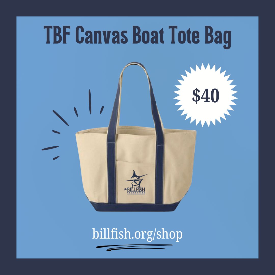Back by popular demand! The TBF Canvas Boat Tote is back in stock—just in time for your next adventure! Perfect for the dock, beach, or boat, and every purchase supports billfish conservation. Get yours before they’re gone again! 

Shop now: shop.billfish.org