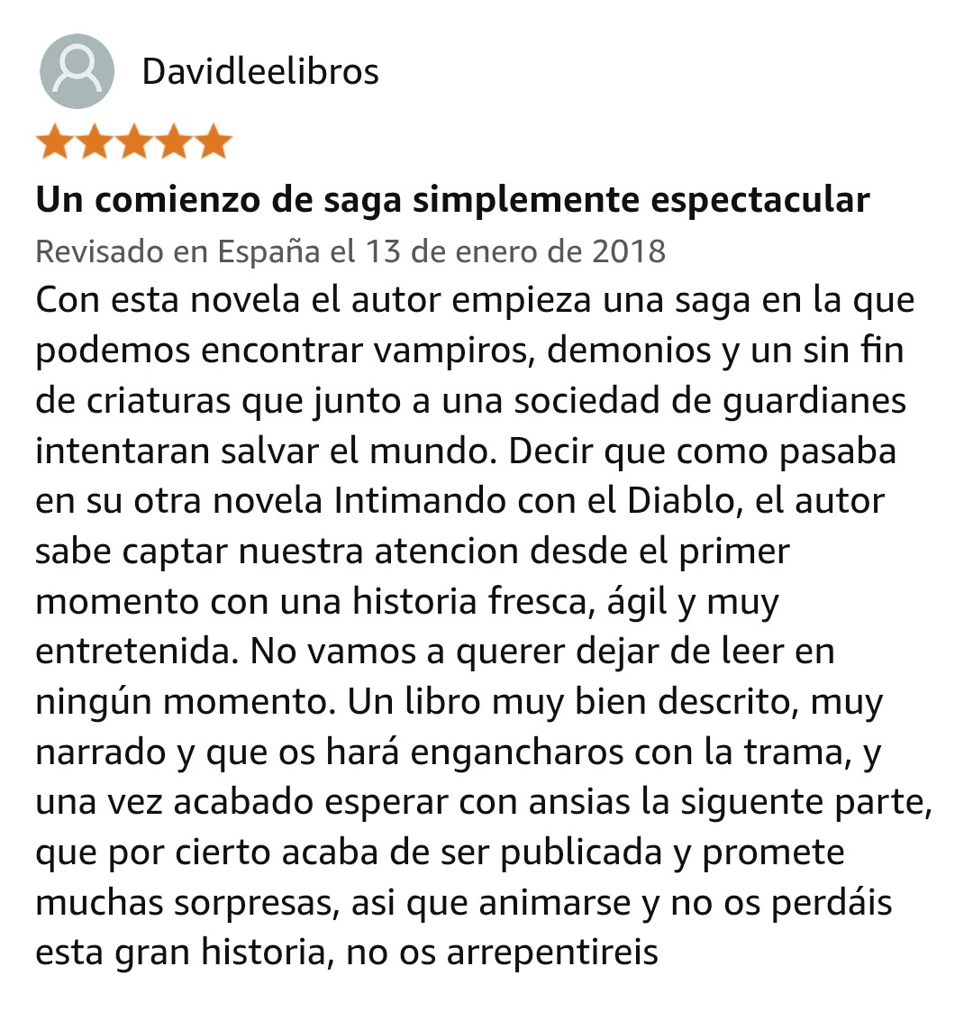 #Reseña 💬 Opinión de mi novela 'Guardianes de las Tinieblas I La Decisión' en Amazon (<a href="/davidleelibros/">Davidleelibros</a>)
_
#reseña #reseñasdelibros #libros #librosrecomendados #librorecomendado #regalalibros #novelagotica #vampiros #vampire #vampirehunter #noveladeaventuras #fantasiaurbana