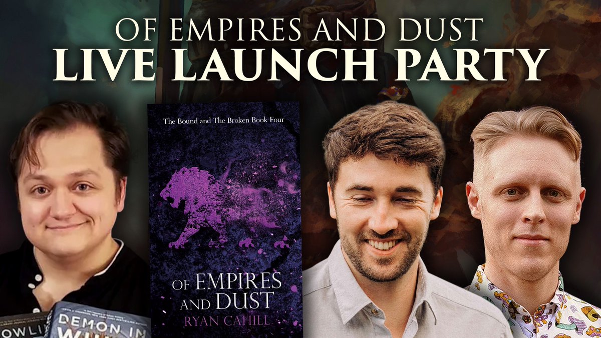 ⚔️ LAUNCH PARTY LIVESTREAM ⚔️
To celebrate the launch of his new novel OF EMPIRES AND DUST, <a href="/RCahillAuthor/">RyanCahill</a> and friends Christopher Ruocchio &amp; <a href="/adrianmgibson/">ADRIAN M. GIBSON 🍄💙 SFF Author & Book Designer</a> will be chatting LIVE on the FanFiAddict YouTube channel.

Join them at 8pm EST on Sunday March 30: youtube.com/live/-YPKb2Gyy…