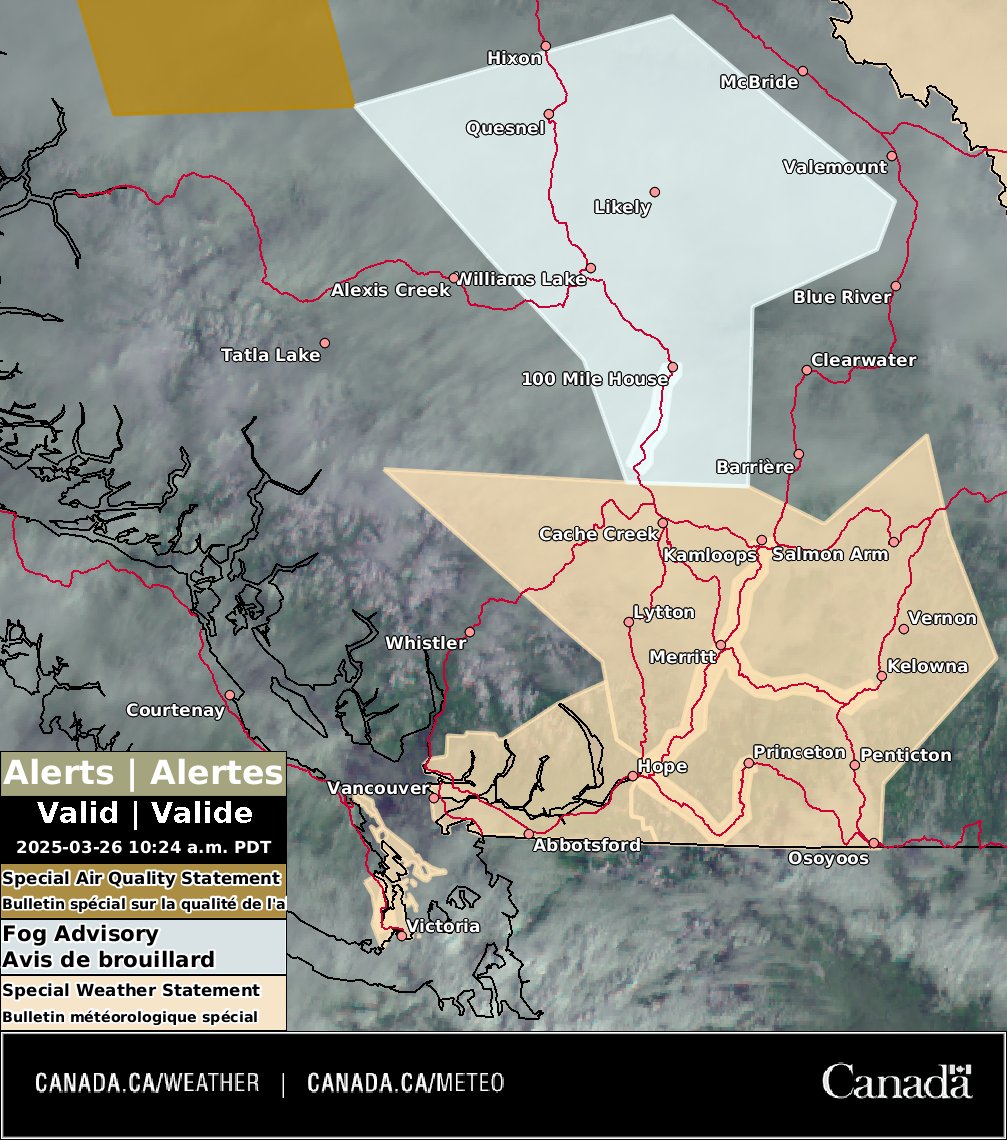 A risk of thunderstorms is forecast for the South Coast this afternoon and tonight. Storms may produce heavy downpours, small hail, &amp; gusty winds. Thunderstorms may form in the interior today through Saturday. If thunder roars, head indoors! #bcstorm

ow.ly/cAxM50Vp6l6