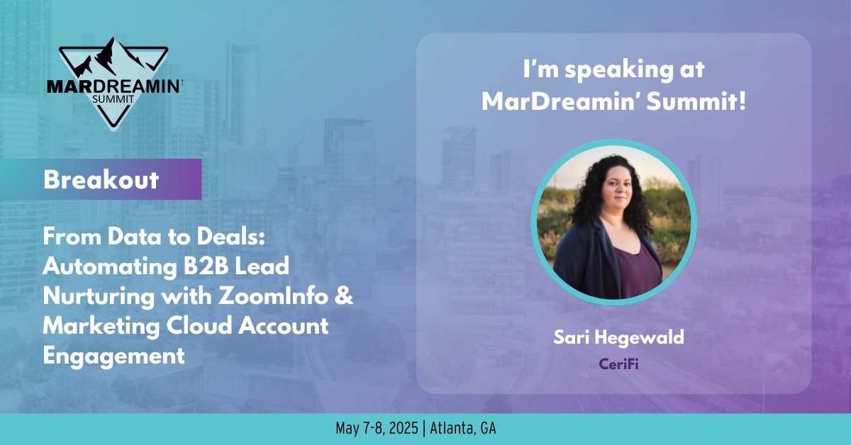 Never let another lead fall through the cracks. Hear Sari Hegewald share at MarDreamin' Summit how her team streamlined their lead nurture workflow, optimized the sales handoff, and improved MQL-to-SQL conversion and alignment. 
mardreamin.com/summit-registr…