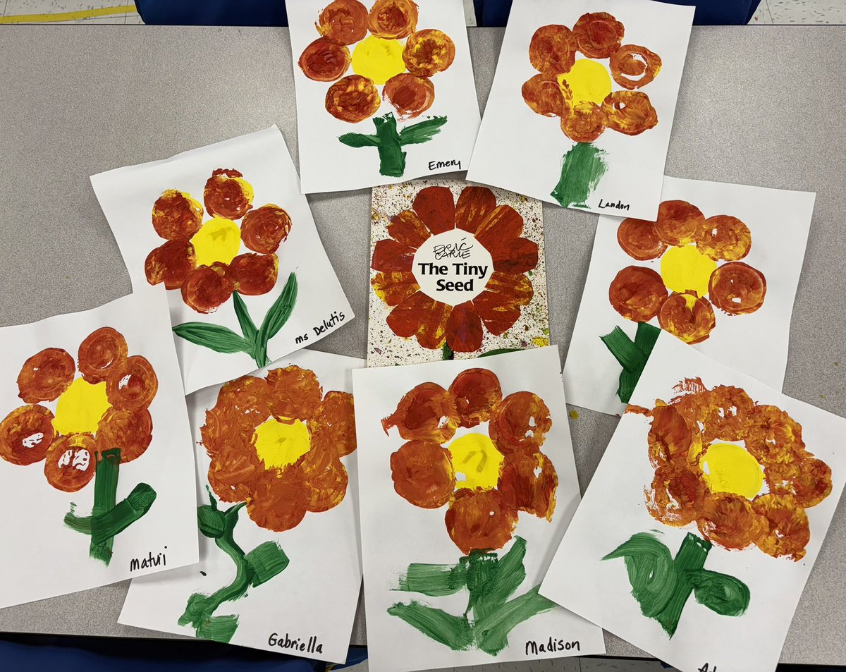 DebDelutis's tweet image. Our interpretation of Eric Carle’s The Tiny Seed. 🌼 ❤️ #kindergartenlife #kstars @EPSRocks  @LTPS1