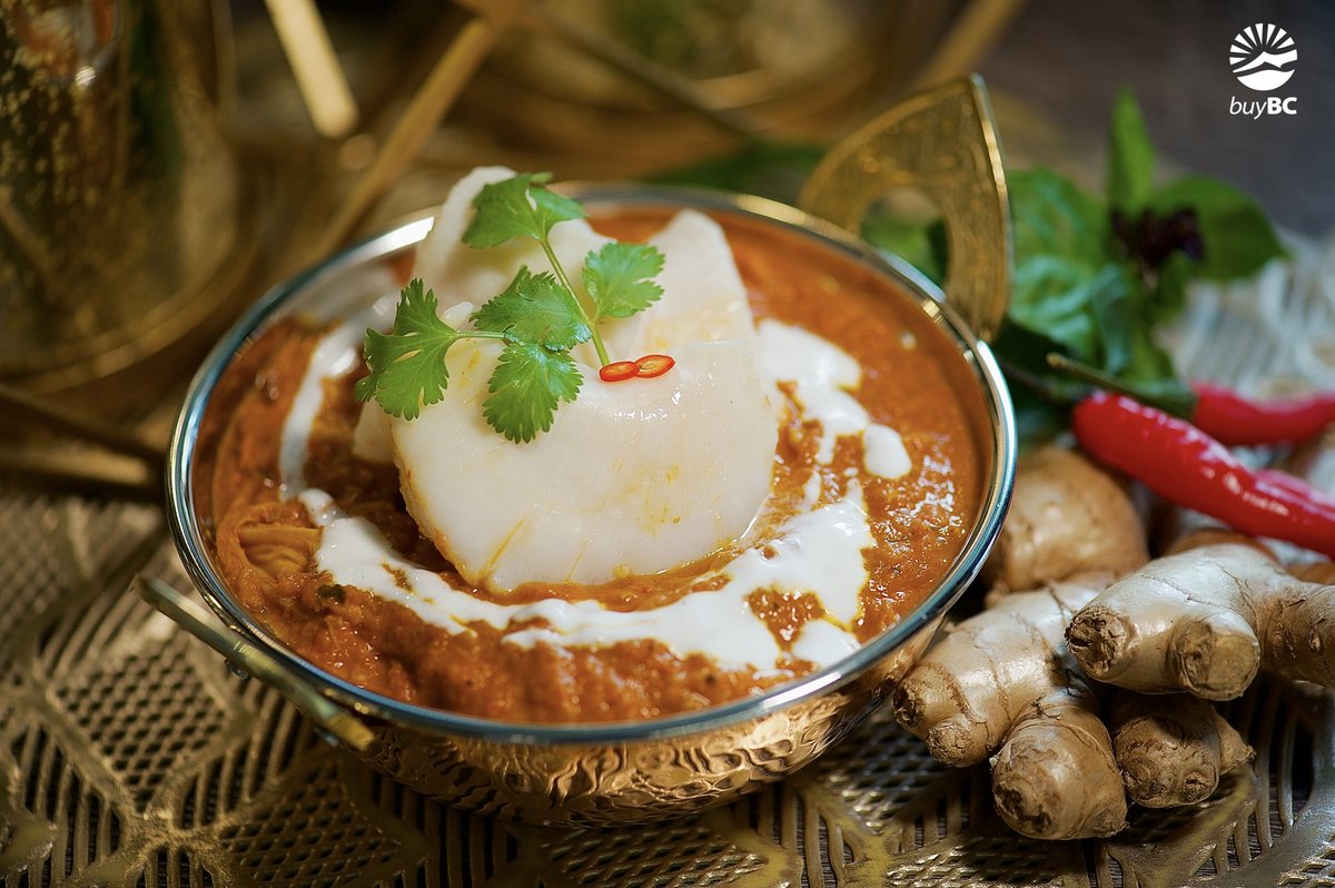 Butter Chicken with a twist.... with halibut cheeks! Rich, creamy, and packed with bold Indian spices, this wild Pacific halibut cheek "butter chicken" is the ultimate seafood meets comfort food dish. #buybc <a href="/EatDrinkBuyBC/">BuyBC</a>