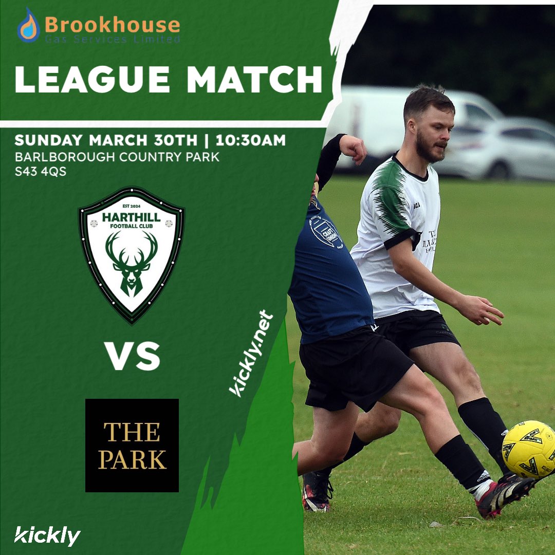 Home League Game.

⏰ Sunday, Mar 30th, 10:30AM
📍 Barlborough Country Park, S43 4QS
⚽️ The Park Hotel

Brought to you by <a href="/brookhousegas/">Brookhouse Gas Services LTD</a>