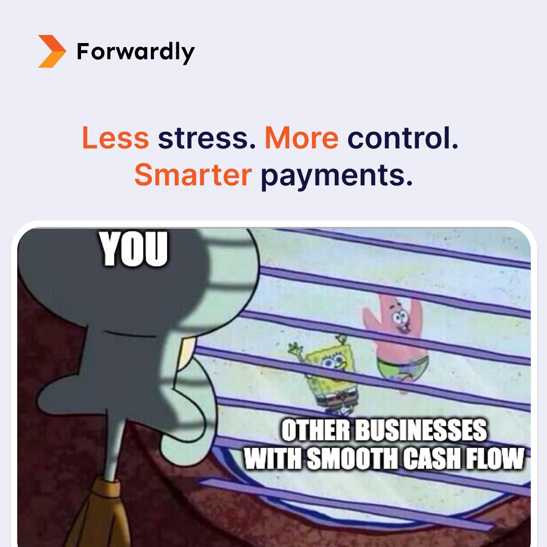 Still playing the "Will they pay me today?" guessing game? 🎲💸

Running a business is hard enough; chasing invoices shouldn’t be part of the job. Automate payments with Forwardly &amp; get paid faster (without the awkward follow-ups).

#CashFlow #AccountsPayable #BillPayments