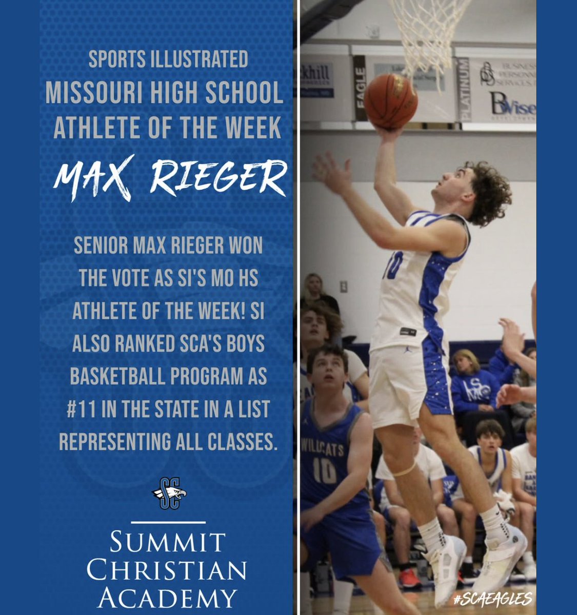 Congratulations to Max Rieger! The Sports Illustrated Missouri High School Athlete of the Week!