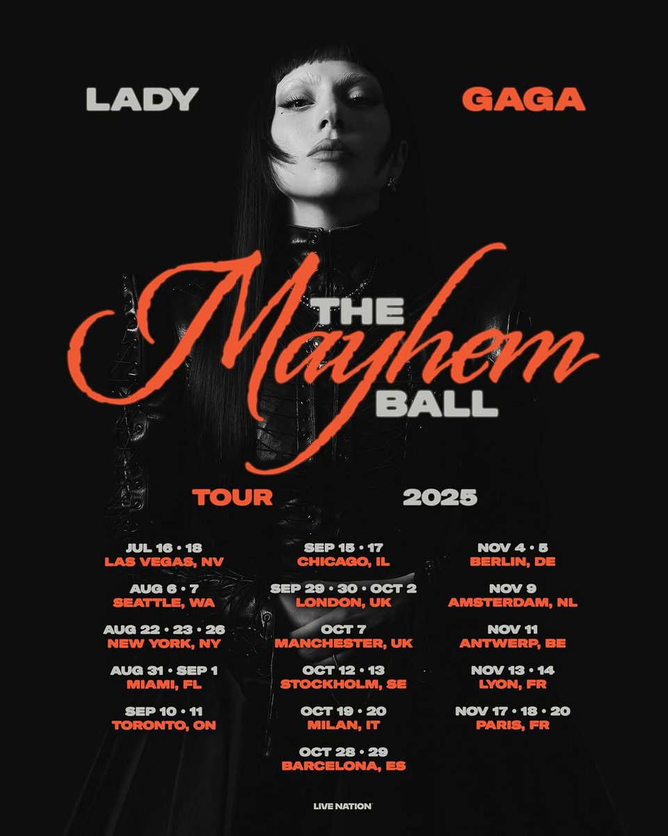 A MAYHEM Ball Tour está oficialmente a caminho!

Serão 32 datas no total, que acontecerão entre julho e novembro de 2025.
Em quais datas você vai? 🖤