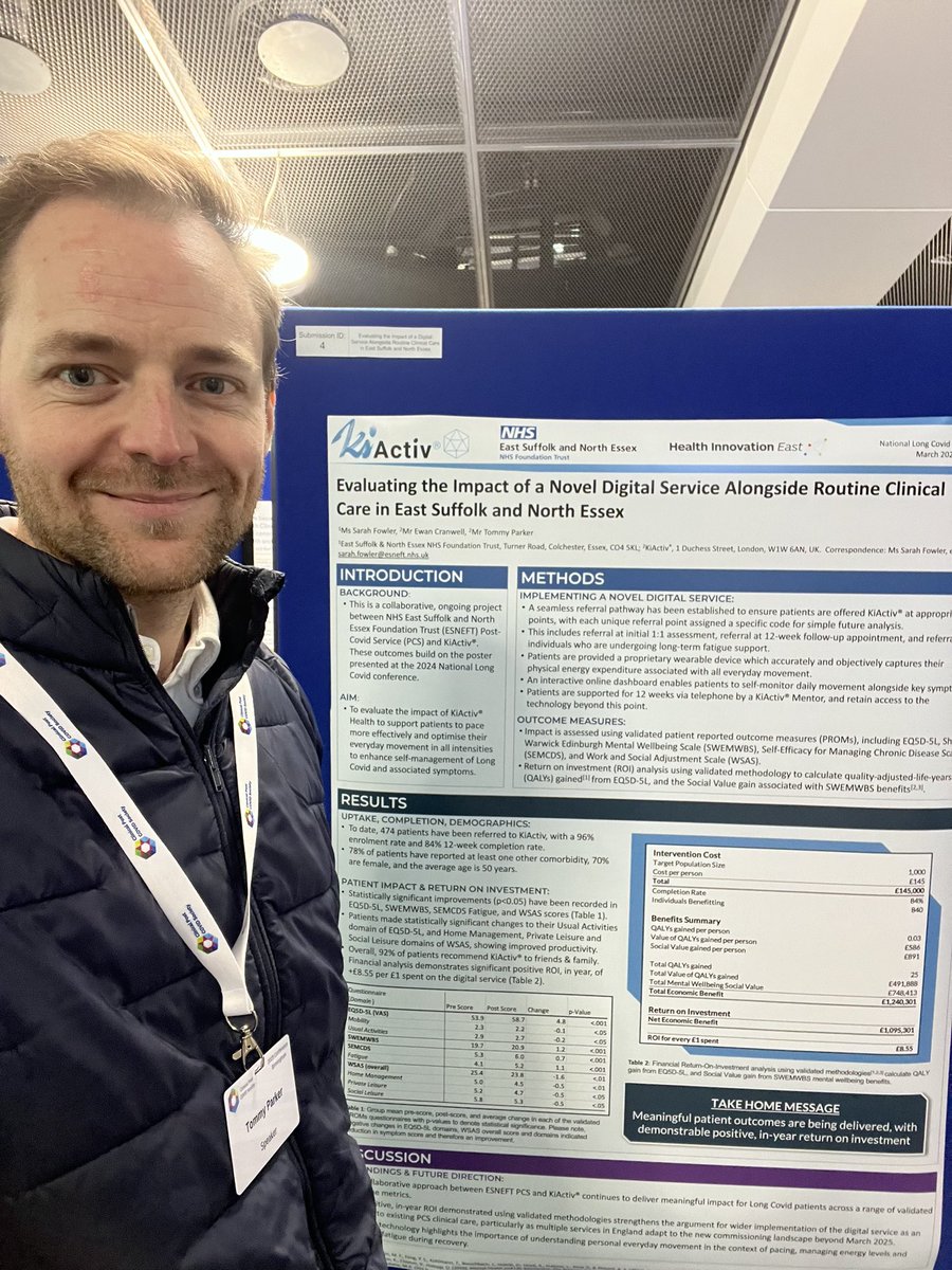 KiActiv (@kiactiv) on Twitter photo Today we were at the #CPCS2025 conference sharing our data-driven insights for physical activity & pacing to a wonderful audience of stakeholders. We also won best poster with <a href="/ESNEFT/">East Suffolk and North Essex NHS Foundation Trust</a> <a href="/HealthInnovEast/">Health Innovation East</a> 🙌🏼
Thank you <a href="/Clinicalpcs/">Clinical Post Covid Society</a> for another great event! Today we were at the #CPCS2025 conference sharing our data-driven insights for physical activity & pacing to a wonderful audience of stakeholders. We also won best poster with <a href="/ESNEFT/">East Suffolk and North Essex NHS Foundation Trust</a> <a href="/HealthInnovEast/">Health Innovation East</a> 🙌🏼
Thank you <a href="/Clinicalpcs/">Clinical Post Covid Society</a> for another great event!
