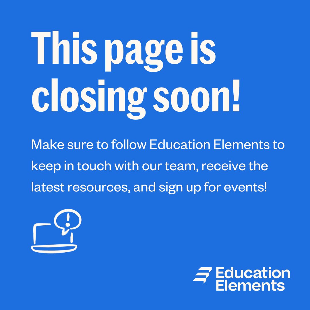 📢 Important reminder: This page will close on April 1st, 2025!

We encourage you to follow @edelements or subscribe to the Education Elements newsletter to receive our latest news and resources!
✉️ edelements.com/resources/news…

Let's keep building better schools together!
