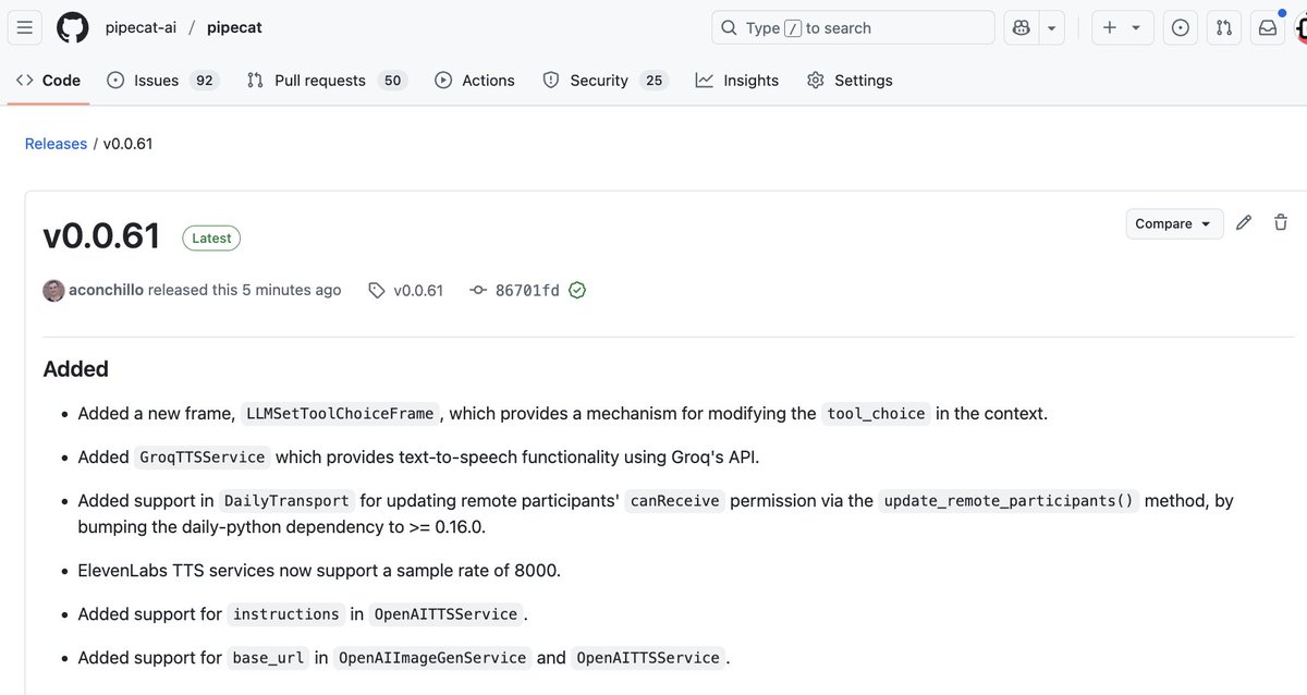 0.0.61 released. Support for <a href="/GroqInc/">Groq Inc</a>'s new voice model.