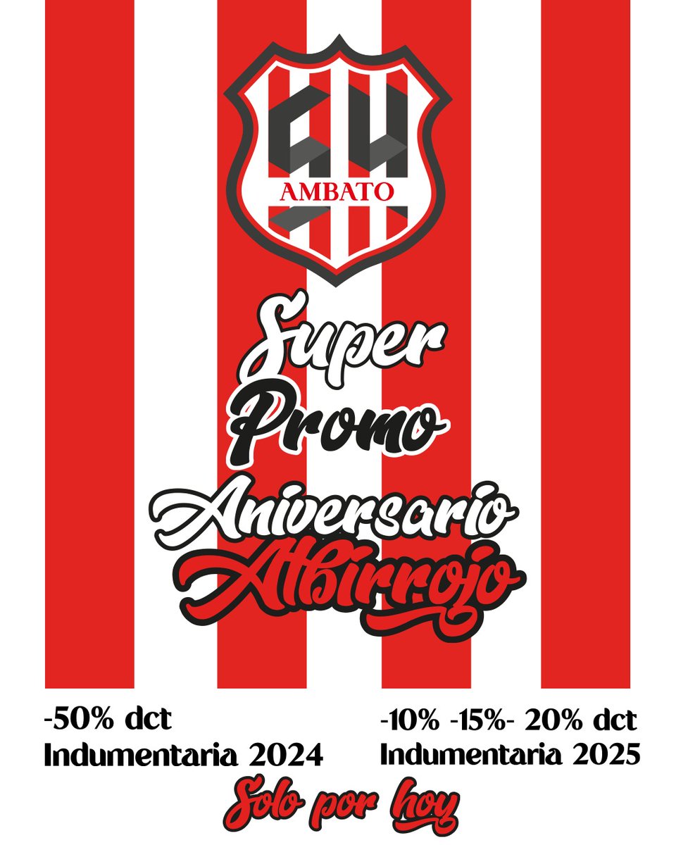 VazSport's tweet photo. Hoy tenemos GRANDES SORPRESAS para ti:

🔥 50% DE DESCUENTO en toda la indumentaria del T.U 2024 ¡TODO EL DÍA! 

⏰ DESCUENTOS SORPRESA en la indumentaria del T.U 2025 de 3 a 6 p.m.  en nuestras tiendas https://t.co/B9Dbc6gfY0