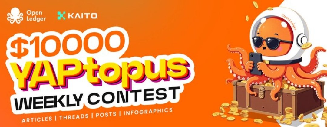 🐙 Ready to grab your share of $10,000 while shaping the future of decentralized AI? 

OpenLedger’s Yaptopus Contest is calling all creators! 💥 Every week, there’s a 10,000 USDT prize pool to share among top creators who deep dive into their ecosystem. Kicks off March 29th at 12