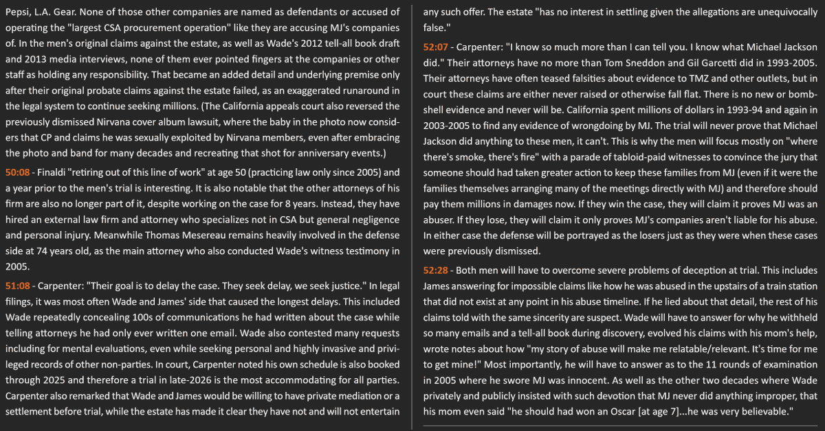 On average, LN2 deceived what few viewers it had every two minutes. This includes many lies, omissions, misrepresentations and out-of-context irrelevancies.

Kicking off by running the same deception of Wade burning MJ's memorabilia, without disclosing he sold all items of value.