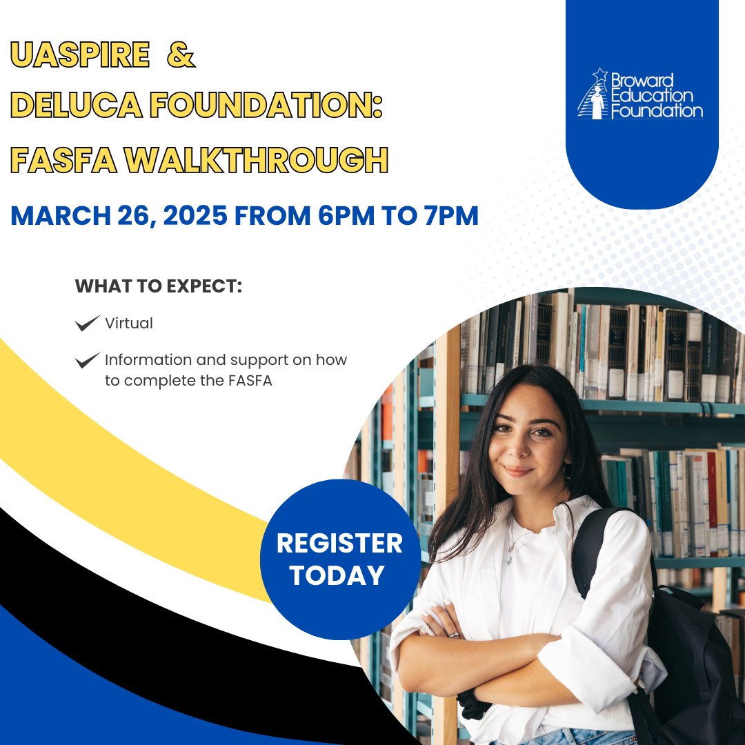 Calling all students and parents! Join
<a href="/uAspire/">uAspire</a> on March 26 from 6pm to 7pm for a FREE webinar on maximizing financial aid and making college more affordable. Don’t miss out on expert tips to secure the funds you need for your education! To register visit bit.ly/4iH3wvr.