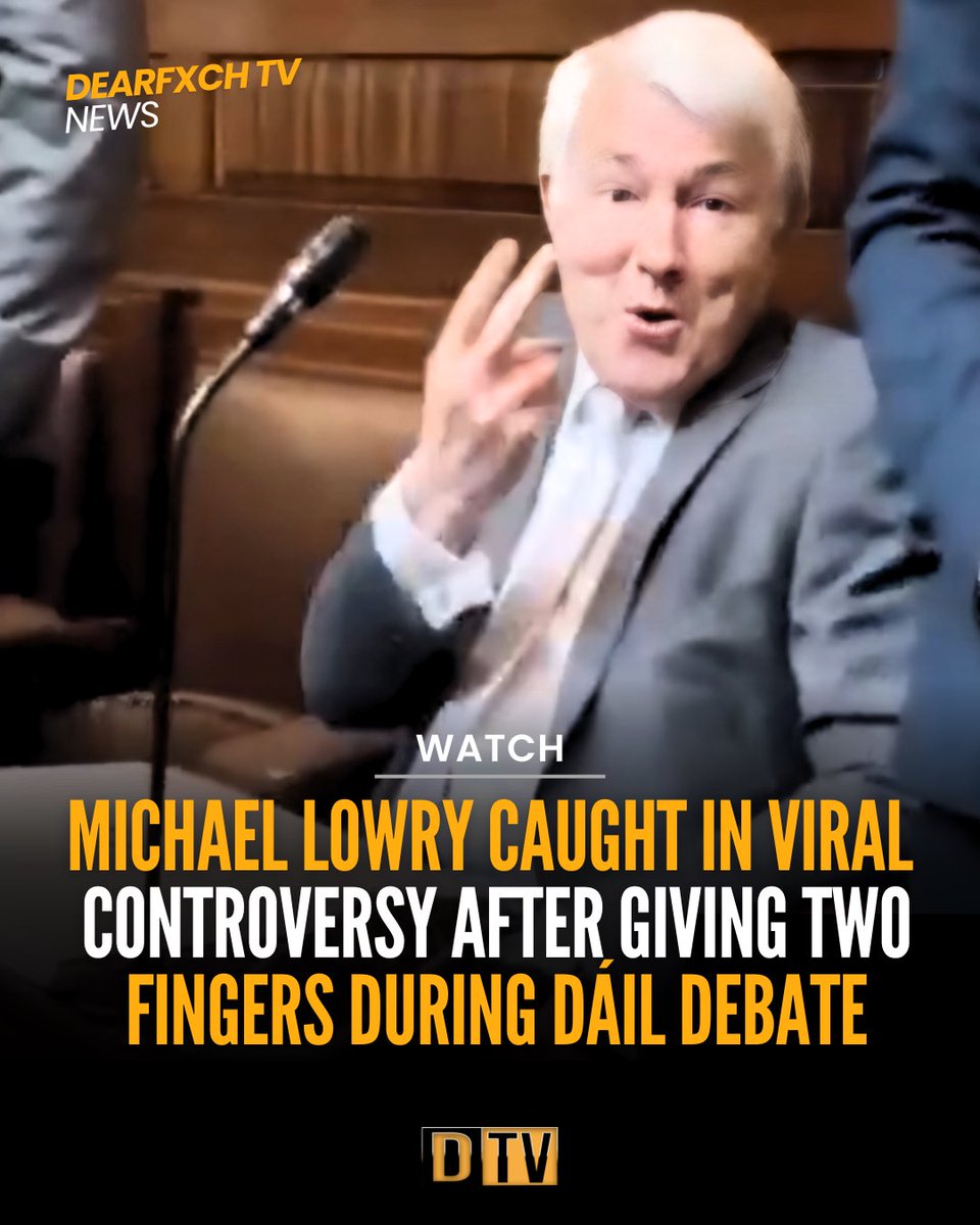 dearfxchtv's tweet photo. TD Michael Lowry was caught making a rude hand gesture (“giving the two fingers”) in the Dáil during a heated debate over speaking rights.

Lowry later defended his actions, claiming he was gesturing for TD Paul Murphy to sit down and stop using his phone. https://t.co/UveXEgZiWs