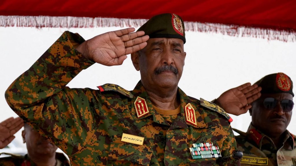 kuacmedia's tweet photo. Sudan's military leader al Burhan has declared that the army has regained full control of Khartoum from Rapid Support Forces RSF. He landed at Khartoum International Airport which was reclaimed from RSF today, and headed to the ruins of the Republican Palace he made announcement. https://t.co/DNie7xKfzm