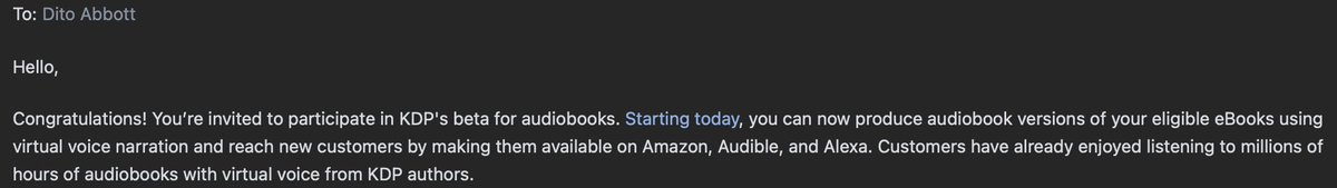 DitoAbbott's tweet image. Making audiobooks is hard work and expensive. I recorded my entire first book and haven't edited a second of it because the process burnt me out.
But holy smokes, I'm sick of AI. No thanks, ACX. Maybe someday as a cheap version AFTER I release a human one.