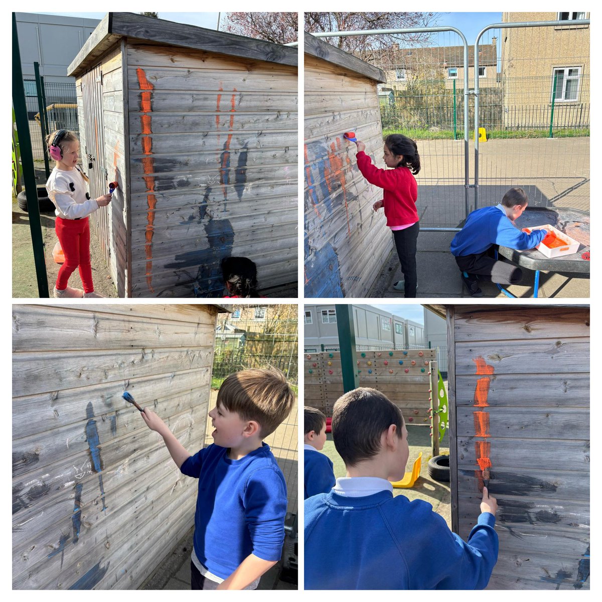 We loved our outdoor learning this afternoon! We mixed some powder and water and used big brushes and rollers to paint outside in the sun 🌞