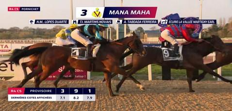 Todoturfweb's tweet photo. Mana Maha da la victoria a Tiago Martins en Pornichet

Mana Maha, de la cuadra Taramundo, con la monta de N.M. Lopes y entrenada por T. Martins, ha vencido por un cuerpo en el prix La Grande Parade, hándicap 4 disputado sobre la pista de fibra del hipódromo de Pornichet 
(1/3) https://t.co/zZdNiUTYCT