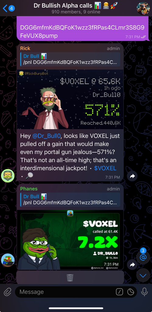 Dr_bull0's tweet image. 7.2x gained on calls🚀📊
Still printing 💸💸💸💸💸💸💸💸💸🚀
TRICKER. $VOXEL

#VOXELIZATION 🧑‍💻

CA&amp;gt;&amp;gt; DGG6mfmKdBQFoK1wzz3fRPas4CLmr3S8G9FeVUX8pump