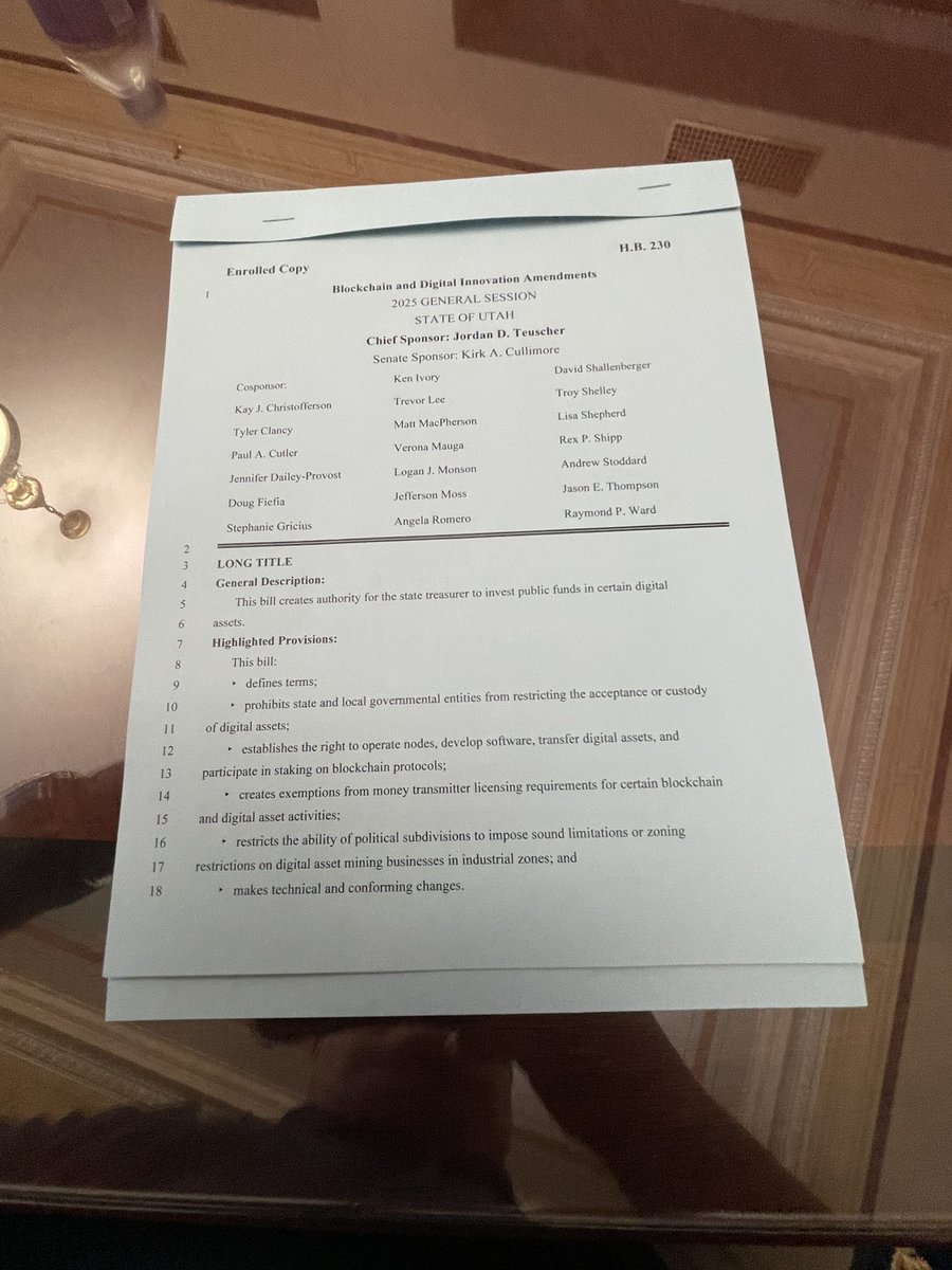 Satoshi Action Fund (@satoshiactfund) on Twitter photo 🚨 BREAKING: <a href="/SatoshiActFund/">Satoshi Action Fund</a> model policy passes into law in Utah to protect Bitcoin Rights!
The new law enshrines:
✅ Right to mine Bitcoin
✅ Right to Self-custody
✅ Right to run a Node
This is a huge win for Bitcoin and financial sovereignty!
Special thank you to the bill 🚨 BREAKING: <a href="/SatoshiActFund/">Satoshi Action Fund</a> model policy passes into law in Utah to protect Bitcoin Rights!
The new law enshrines:
✅ Right to mine Bitcoin
✅ Right to Self-custody
✅ Right to run a Node
This is a huge win for Bitcoin and financial sovereignty!
Special thank you to the bill