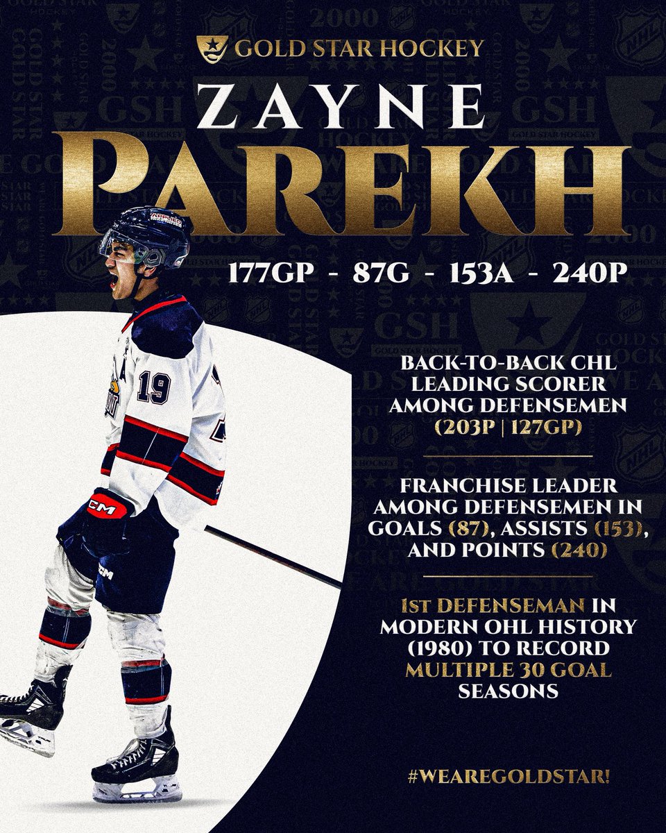 From highlight reels to the history books. Congratulations to Calgary Flames Prospect Zayne Parekh on an another record breaking season! #WeAreGoldStar!