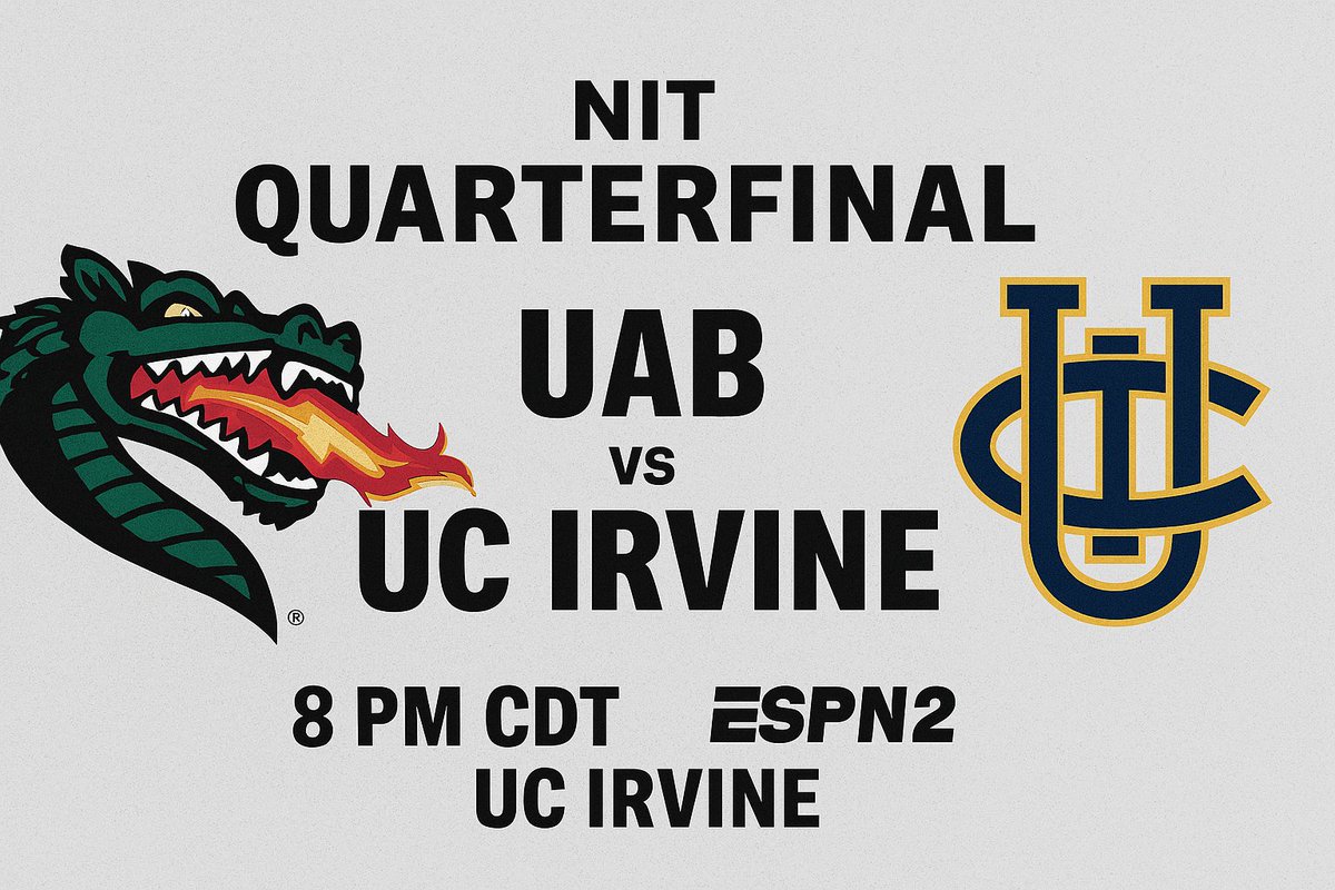 1️⃣
🧵 UAB fans… we’ve got a big one tonight. 🐉
The Blazers head to UC Irvine for a shot at the NIT Semifinals.
Tip is 8pm CDT on ESPN2. 👀
To get you ready, here's a history lesson. #WinOrGoHome