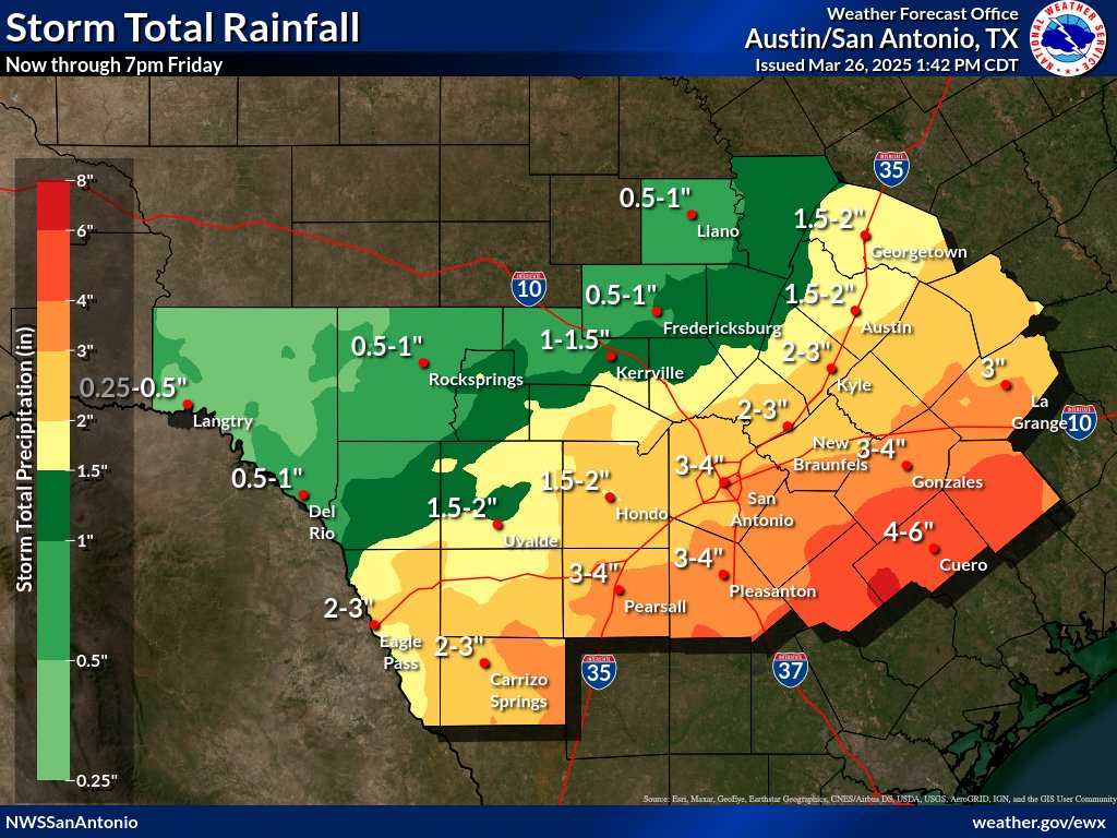 NWSSanAntonio's tweet image. A Flood Watch has been issued for parts of the southern Coastal Plains, in effect from now to Friday morning. Flash flooding is possible in these areas. Some isolated severe storms are also possible during this period of heavy rain. #txwx