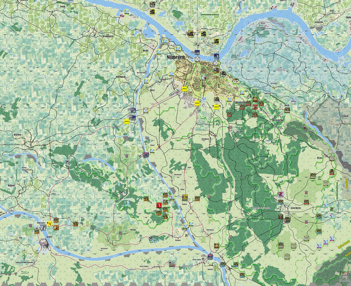 WOW, life gets in the way!  Back at SC 9 82d ABN today.  This is the situation at then end of the 17 SEPT Night turn.  Lots of German reinforcements coming in on 0700. Some moderate pressure on the LZ/DZ, only one bridge open so Club Route options are limited #GTSSH