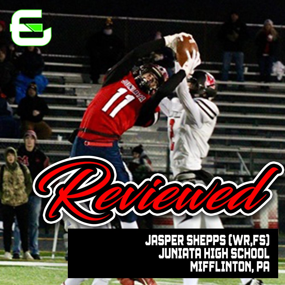 East Coast Gridiron (@ecg_fb) on Twitter photo High School Player Highlight:
Jasper Shepps <a href="/jaspershepps/">Jasper Shepps</a> - NCAA ID: 2405297044
WR / FS
Juniata High School (Mifflinton, PA)
My Notes:
- Super versatile willing to play anywhere on the field
- Understands catch point of football on any throw
- Utilizes the sideline in open field High School Player Highlight:
Jasper Shepps <a href="/jaspershepps/">Jasper Shepps</a> - NCAA ID: 2405297044
WR / FS
Juniata High School (Mifflinton, PA)
My Notes:
- Super versatile willing to play anywhere on the field
- Understands catch point of football on any throw
- Utilizes the sideline in open field