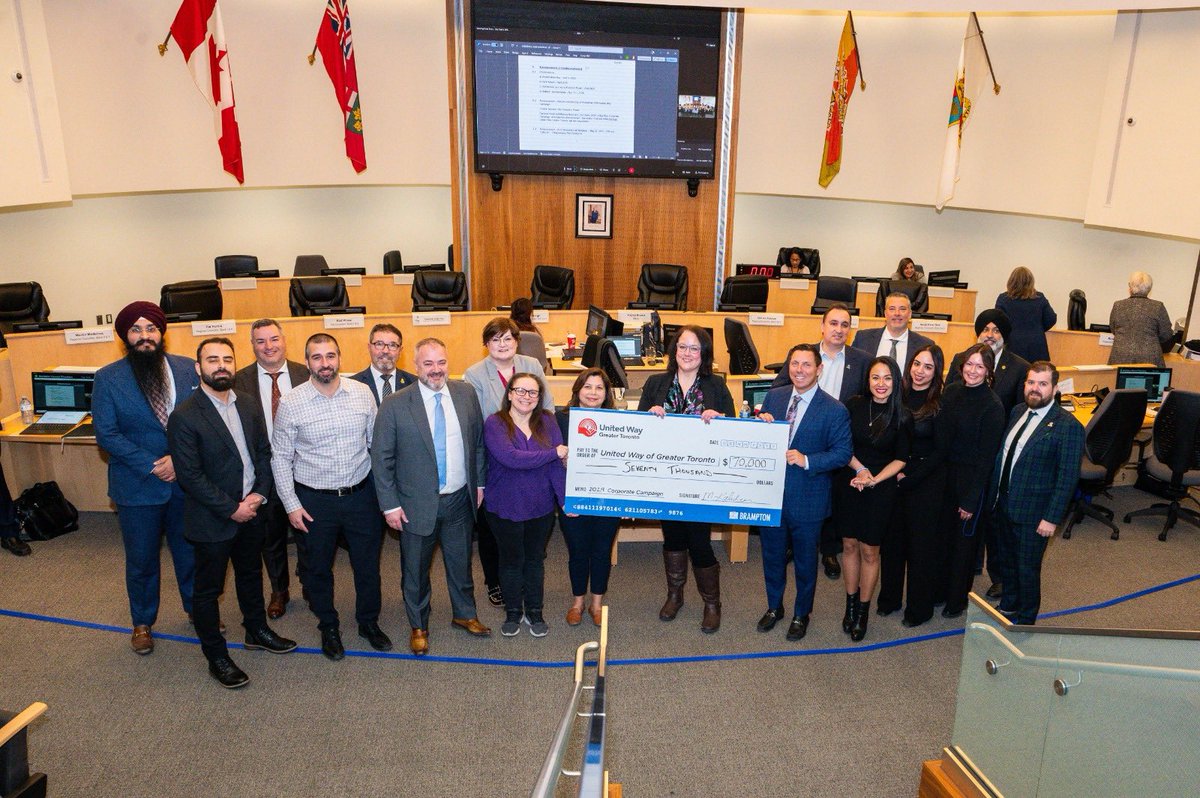 Patrick Brown (@patrickbrownont) on Twitter photo Co-chairs from the <a href="/CityBrampton/">City of Brampton</a>’s 2025 United Way Corporate Campaign joined Brampton City Council at today’s City Council meeting for a cheque presentation with <a href="/UWGreaterTO/">United Way Greater Toronto</a>, recognizing funds raised during the 2024 campaign.
Thank you to all City staff and supporters who Co-chairs from the <a href="/CityBrampton/">City of Brampton</a>’s 2025 United Way Corporate Campaign joined Brampton City Council at today’s City Council meeting for a cheque presentation with <a href="/UWGreaterTO/">United Way Greater Toronto</a>, recognizing funds raised during the 2024 campaign.
Thank you to all City staff and supporters who